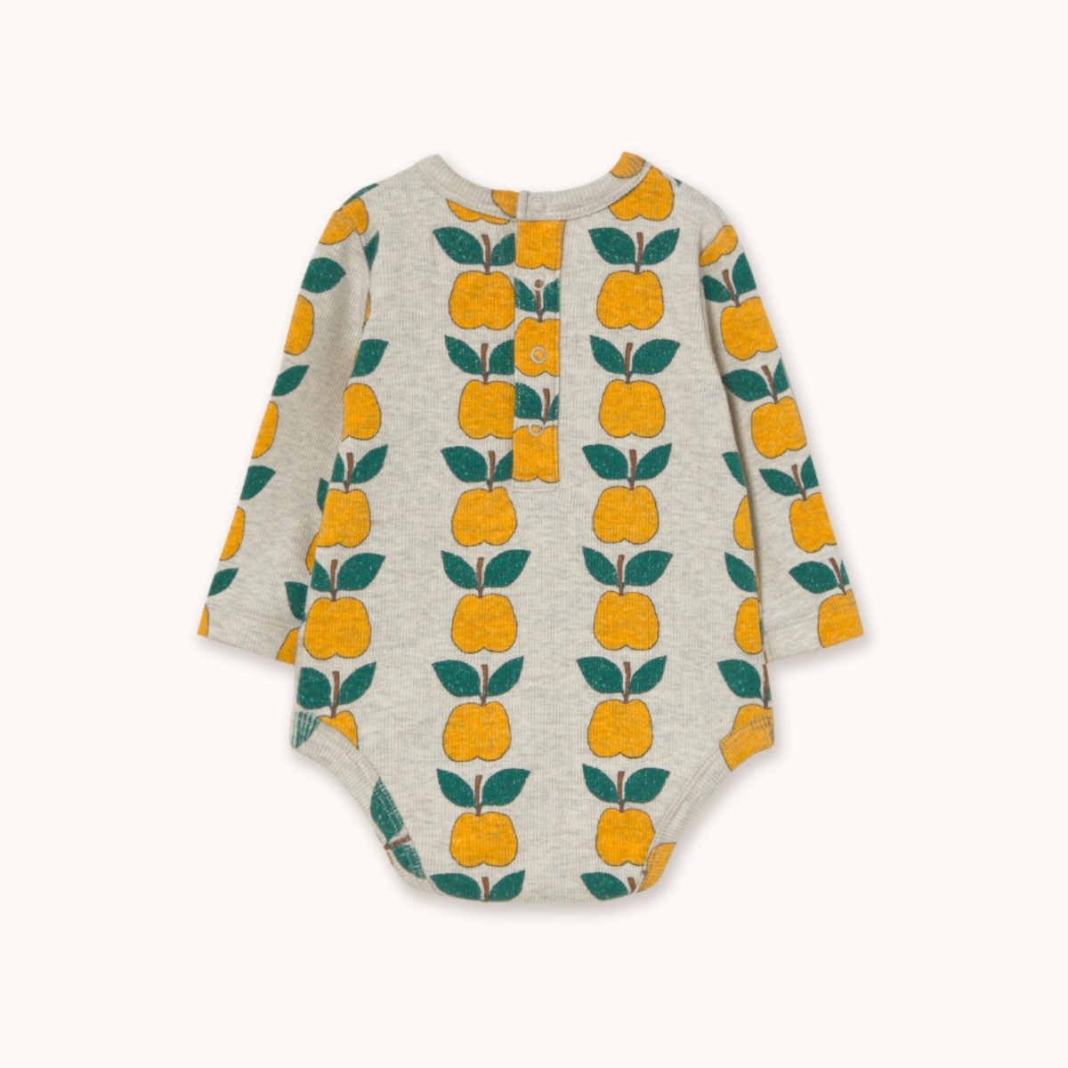 TINYCOTTONS 黃蘋果包屁衣 APPLES RIB BODY - light cream heather