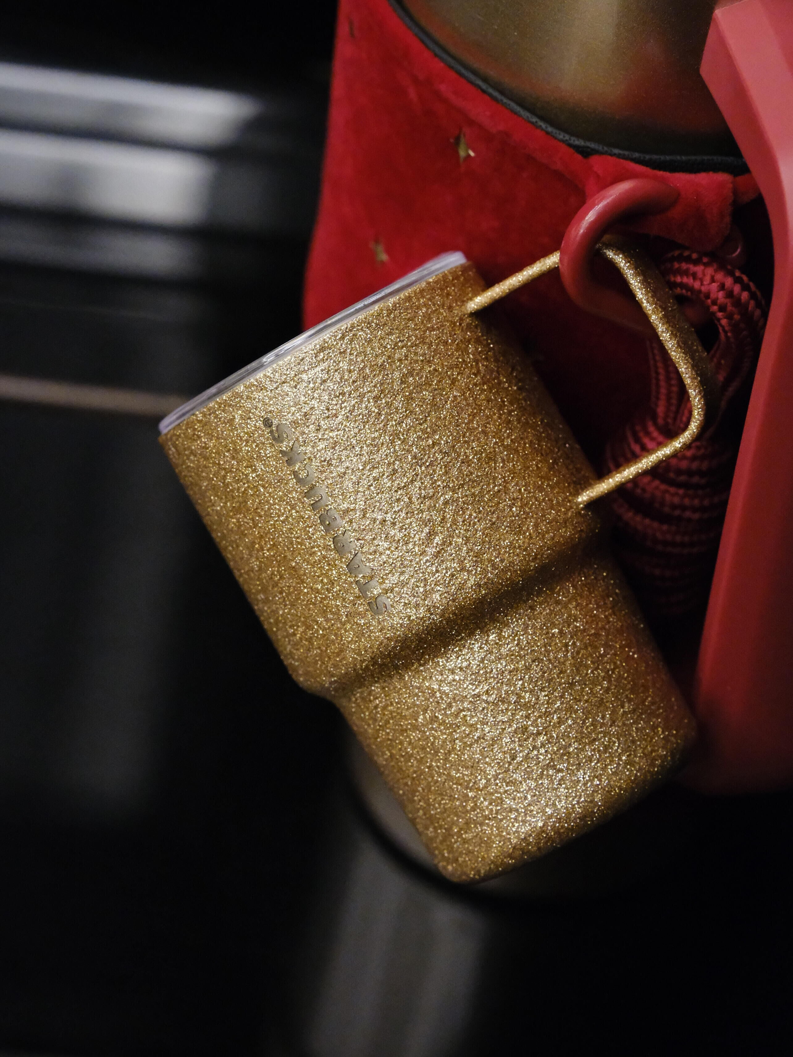 代購-Starbucks星巴克 聖誕限定 雙飲口不鏽鋼吸管保溫杯 銀 附背帶 900ml