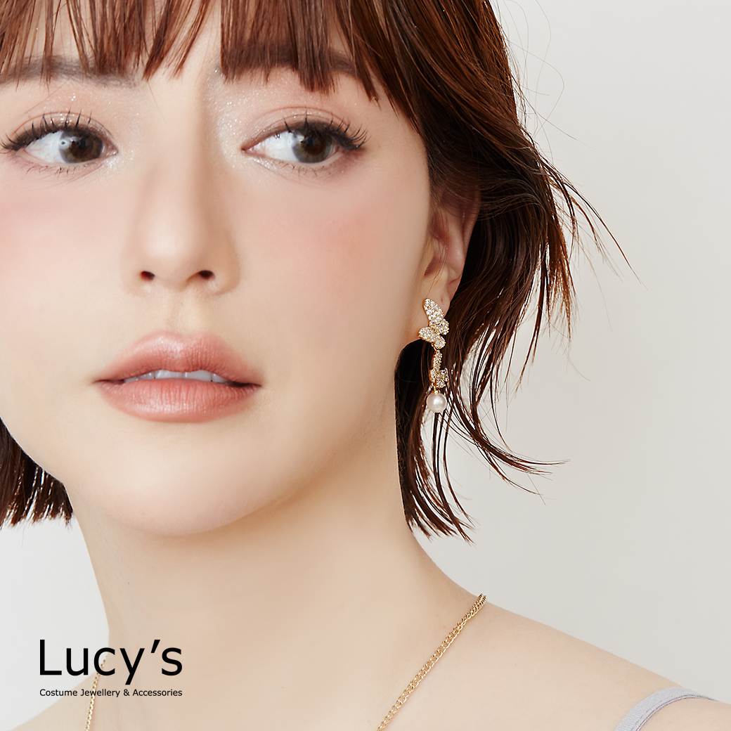 蝶戀珍珠 耳環 (二色) (124931/124932)