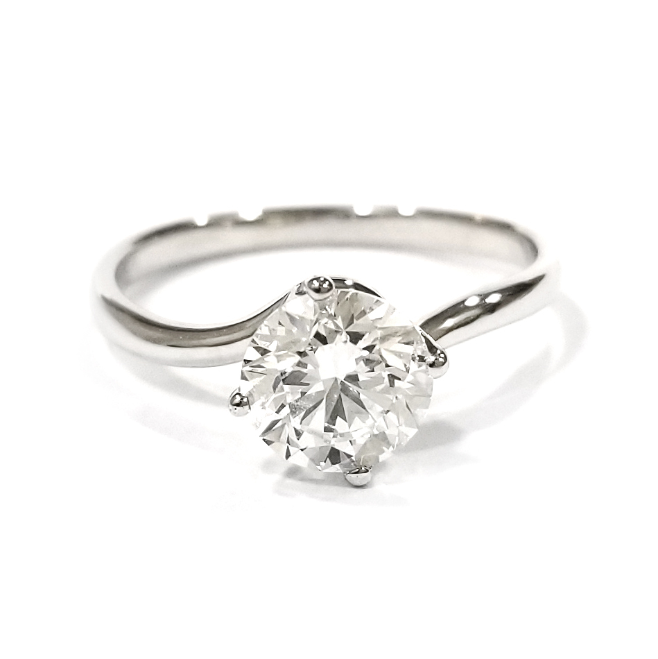 18K白金 1卡 實驗室培育鑽石扭臂戒指