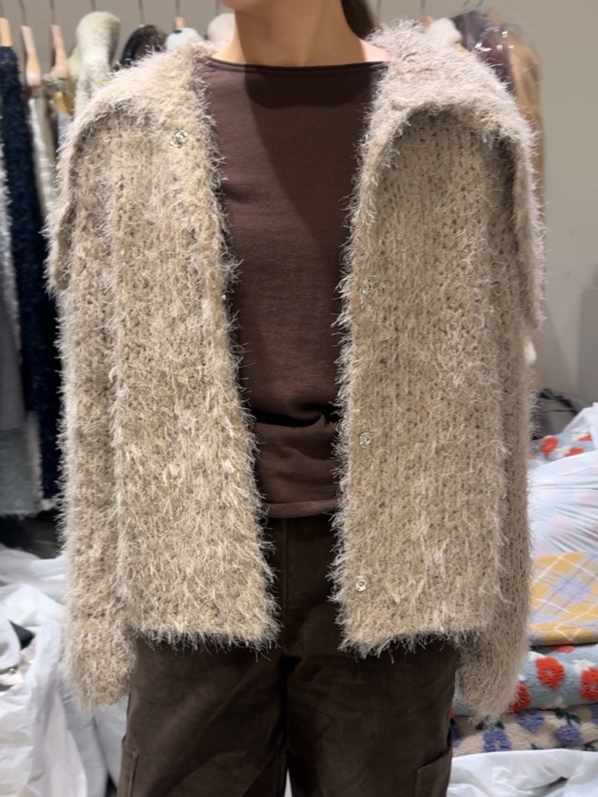 韓國 軟羊毛大翻領上衣外套