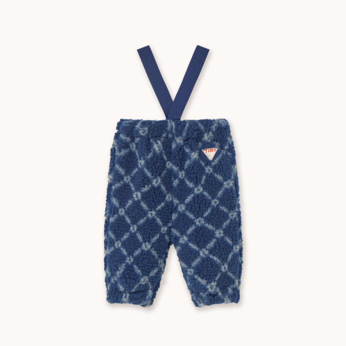 TINYCOTTONS 寶寶羊羔絨吊帶褲FLOWER GRID BABY SHERPA PANT - light navy