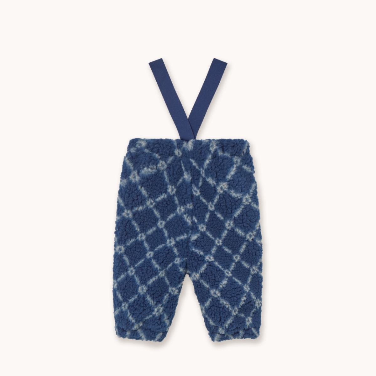 TINYCOTTONS 寶寶羊羔絨吊帶褲FLOWER GRID BABY SHERPA PANT - light navy