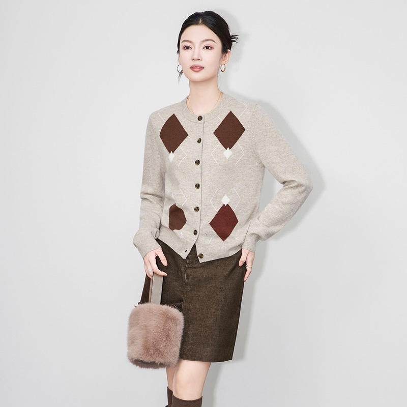 菱格羊毛針織上衣外套 兩色
