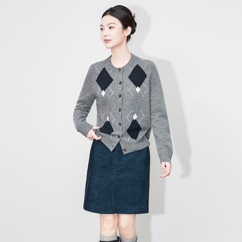 菱格羊毛針織上衣外套 兩色