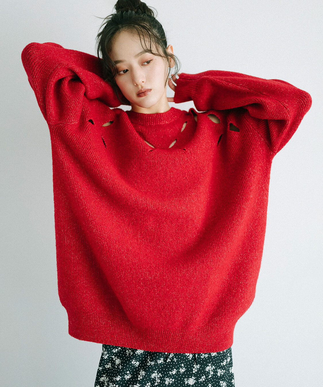 [預購] 折扣 COCO DEAL 縷空花紋寬鬆針織衫