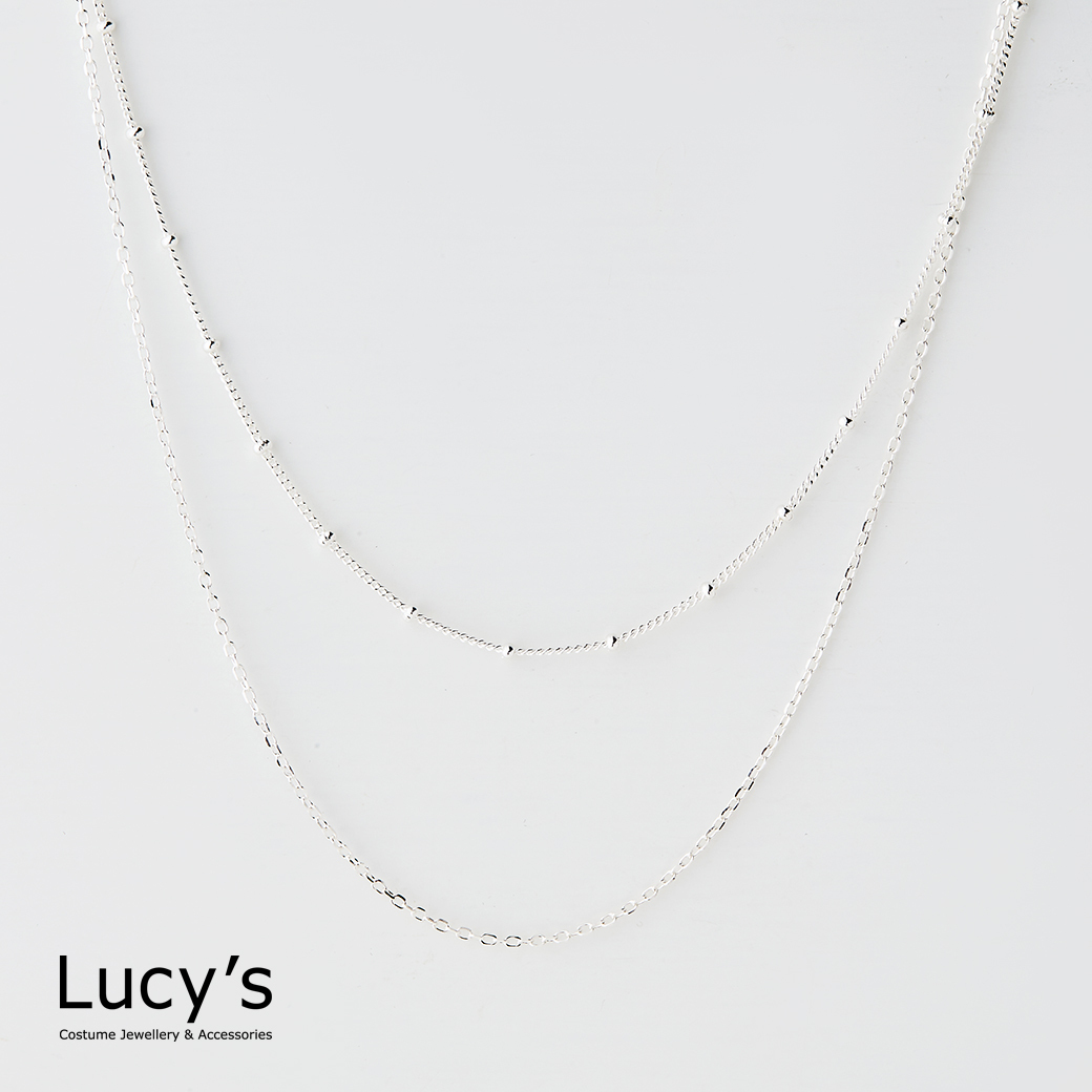 925純銀 閃爍珠光 雙層項鍊 (122553)