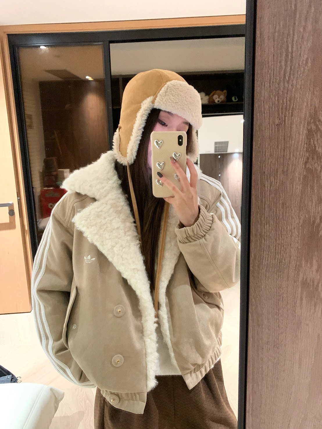 ADIDAS 大翻領 羊羔毛 外套 宋雨琦同款