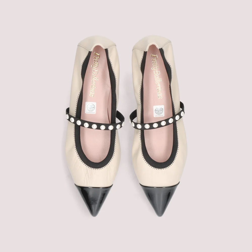 1PB1113-015 PRETTY BALLERINAS Ella Ballet Flats White Leather #52599_001 (S-K11-E)