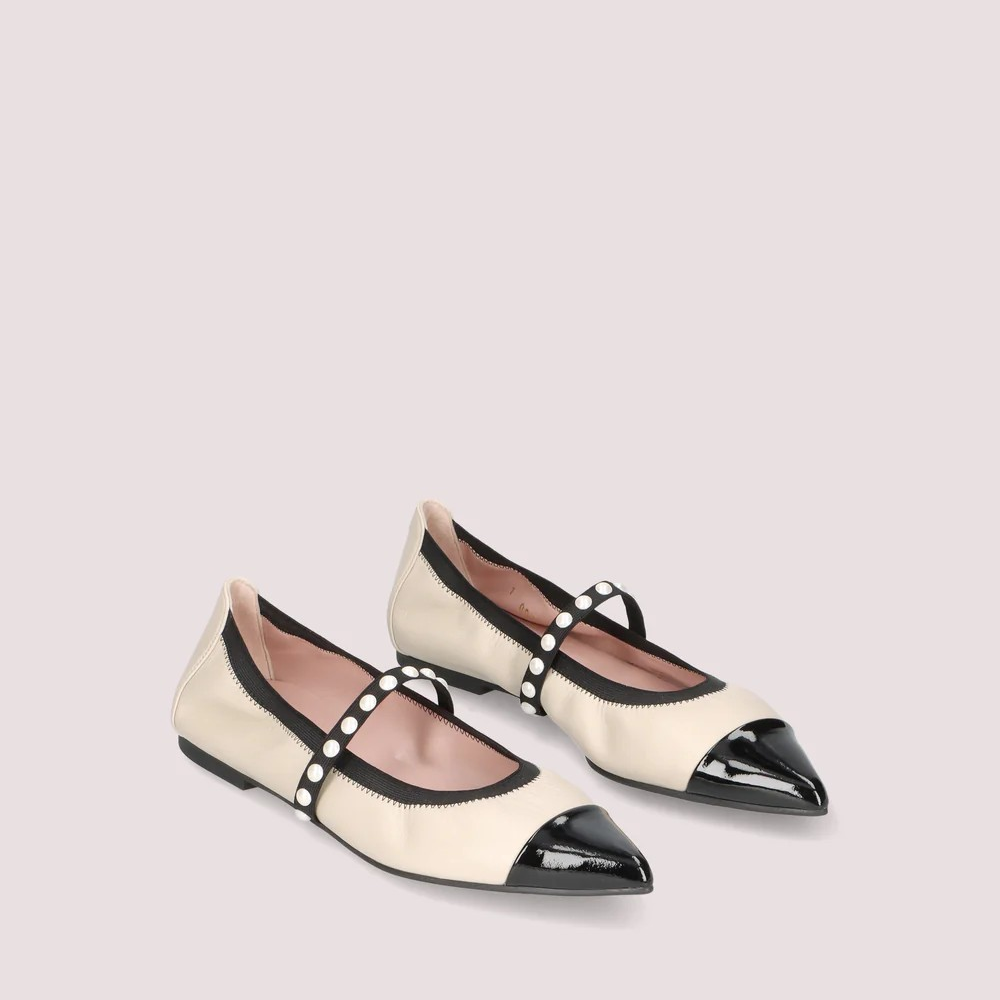 1PB1113-015 PRETTY BALLERINAS Ella Ballet Flats White Leather #52599_001 (S-K11-E)