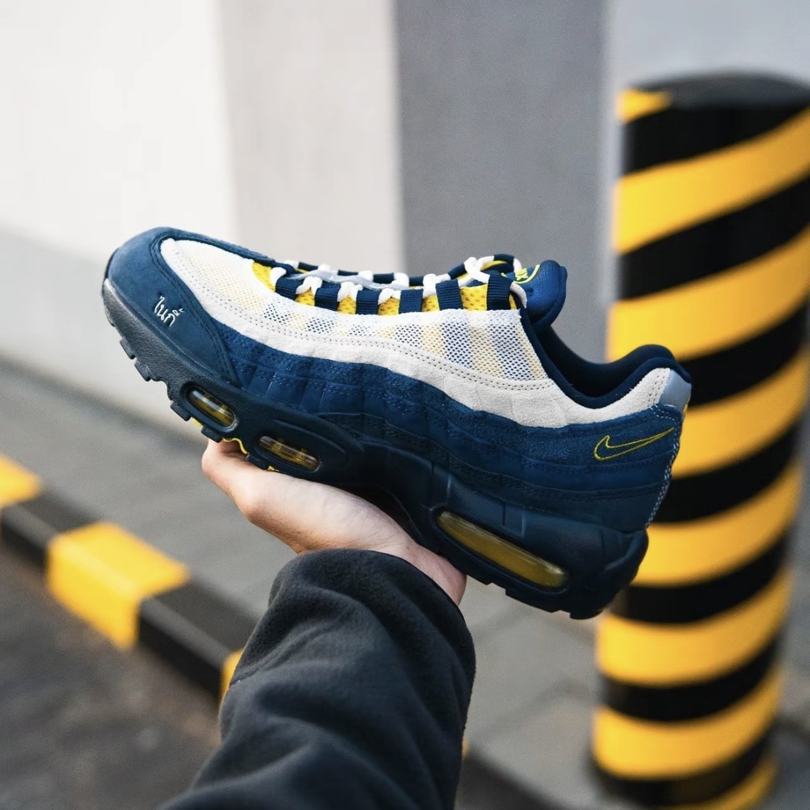 【代購】Eric Koston x Nike Air Max 95「Obsidian & Speed Yellow」｜低幫氣墊復古跑鞋｜男女同款 藍白