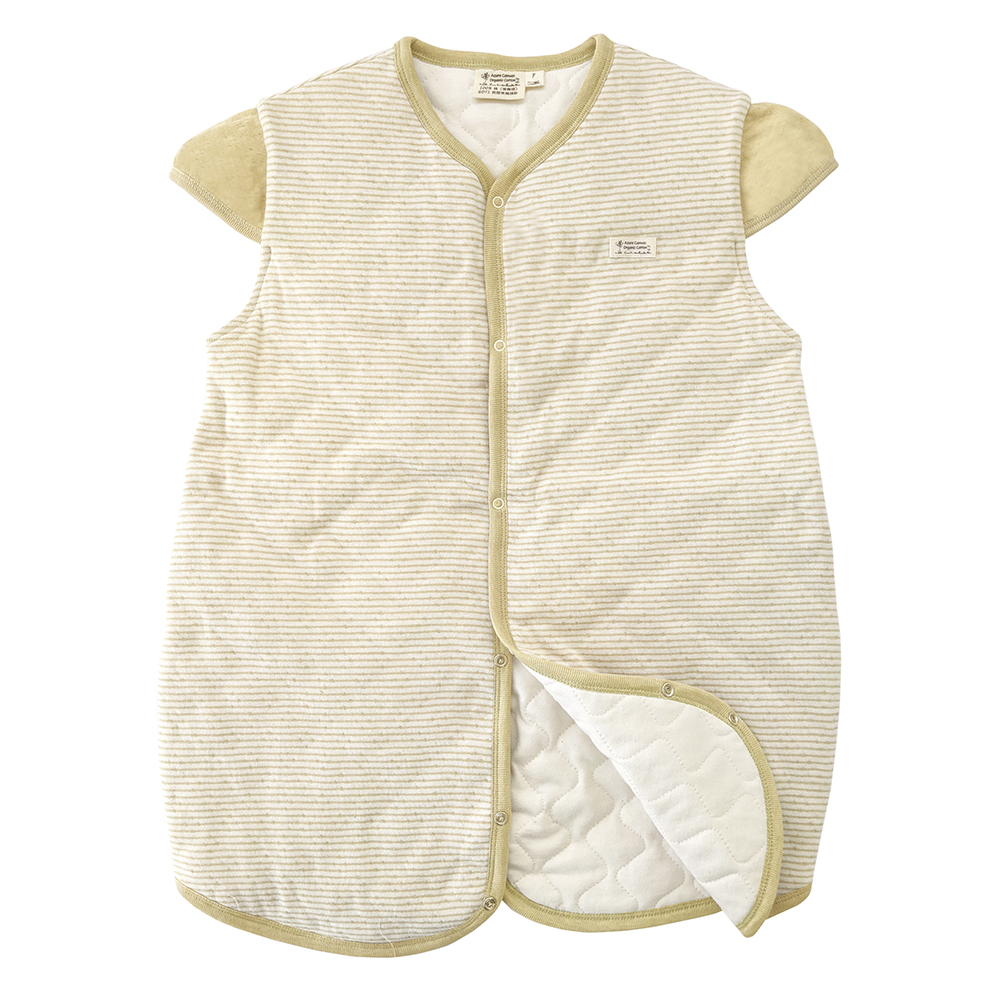 有機棉雙層彩鋪棉兩用防踢背心-綠條F | 藍天畫布有機棉