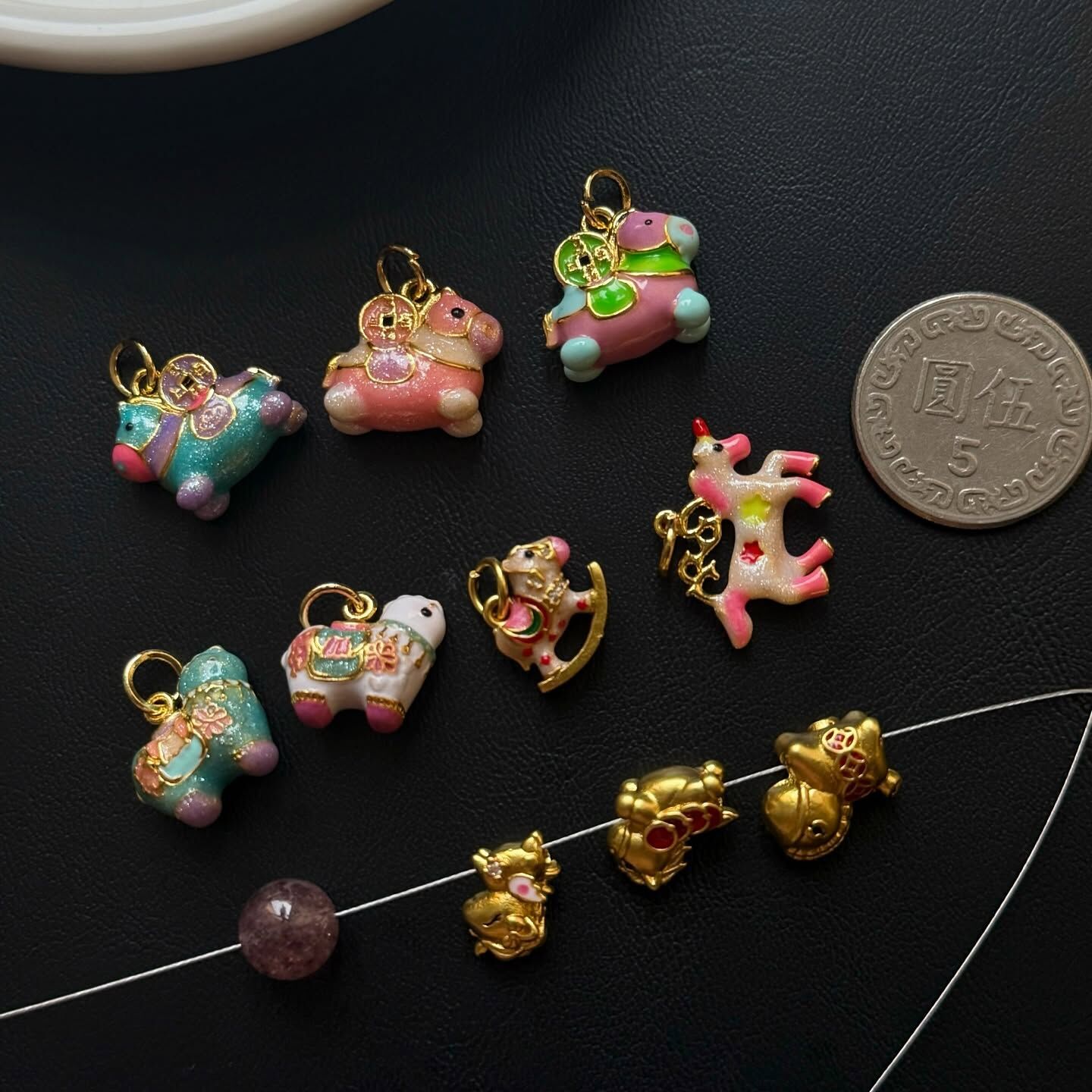 [原石] 獨角獸 小吊飾、通孔配件