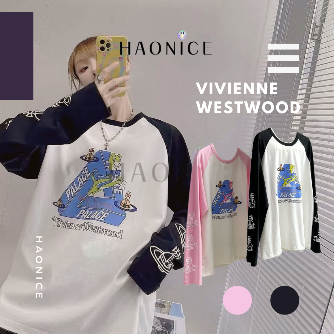 【HAO NICE】英倫街頭🔥PALACE x VIVIENNE WESTWOOD聯名 西太后 經典元素拼色長T 大學T