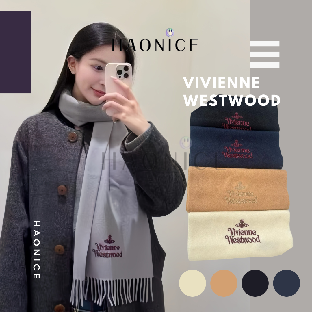 【HAO NICE 】英國🇬🇧潮流 Vivienne westwood 西太后 25FW 秋冬新款圍巾 極品山羊絨純色披肩流蘇圍巾 高級感十足