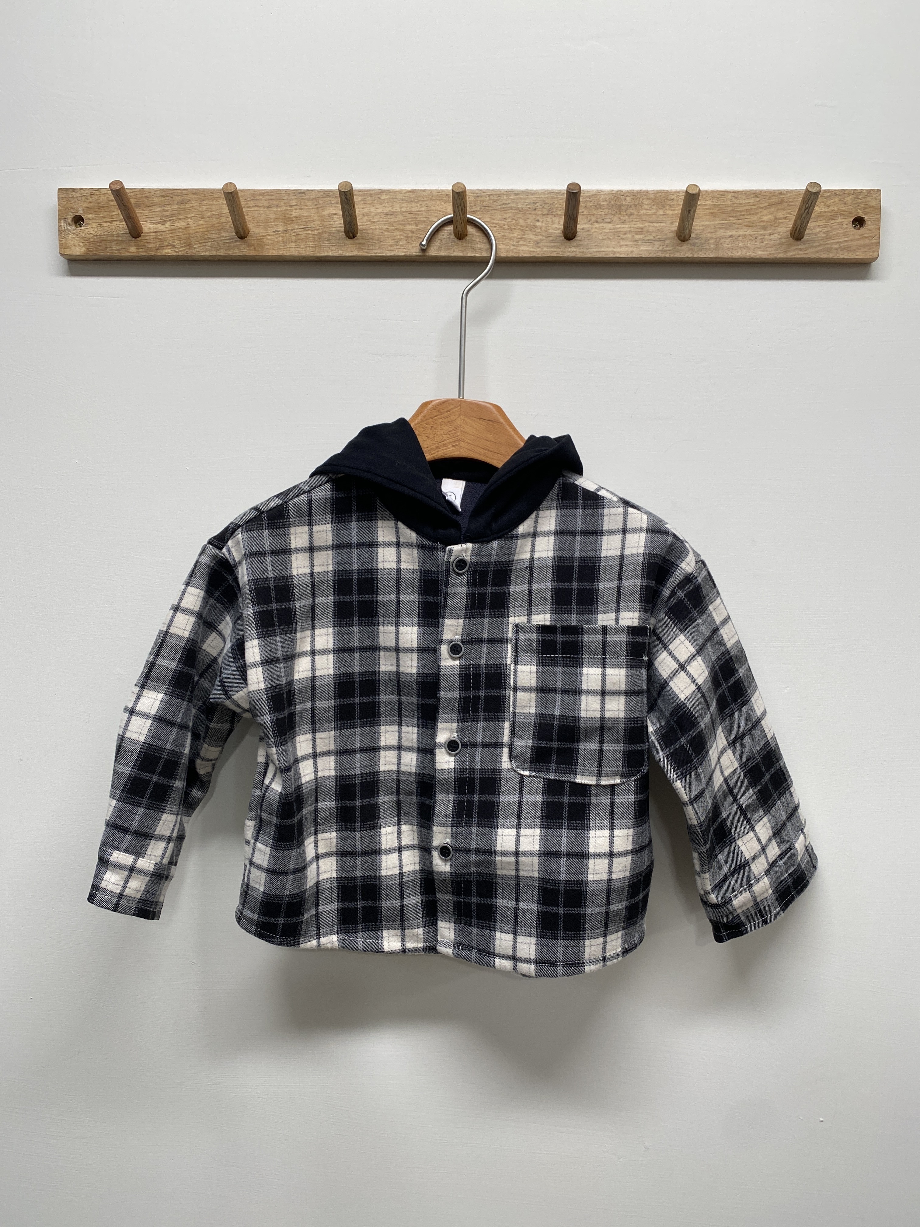 A03514格子連帽襯衫