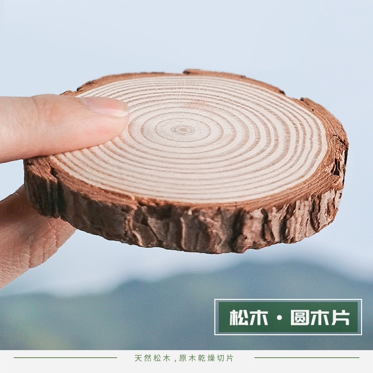 【台灣現貨速發】松木 圓木片 原色木片｜7-16公分｜木頭 聖誕素材