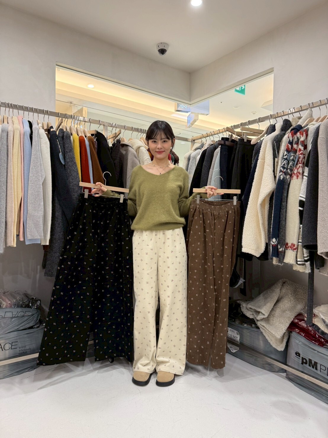 MB5224 燈芯絨碎花休閒褲