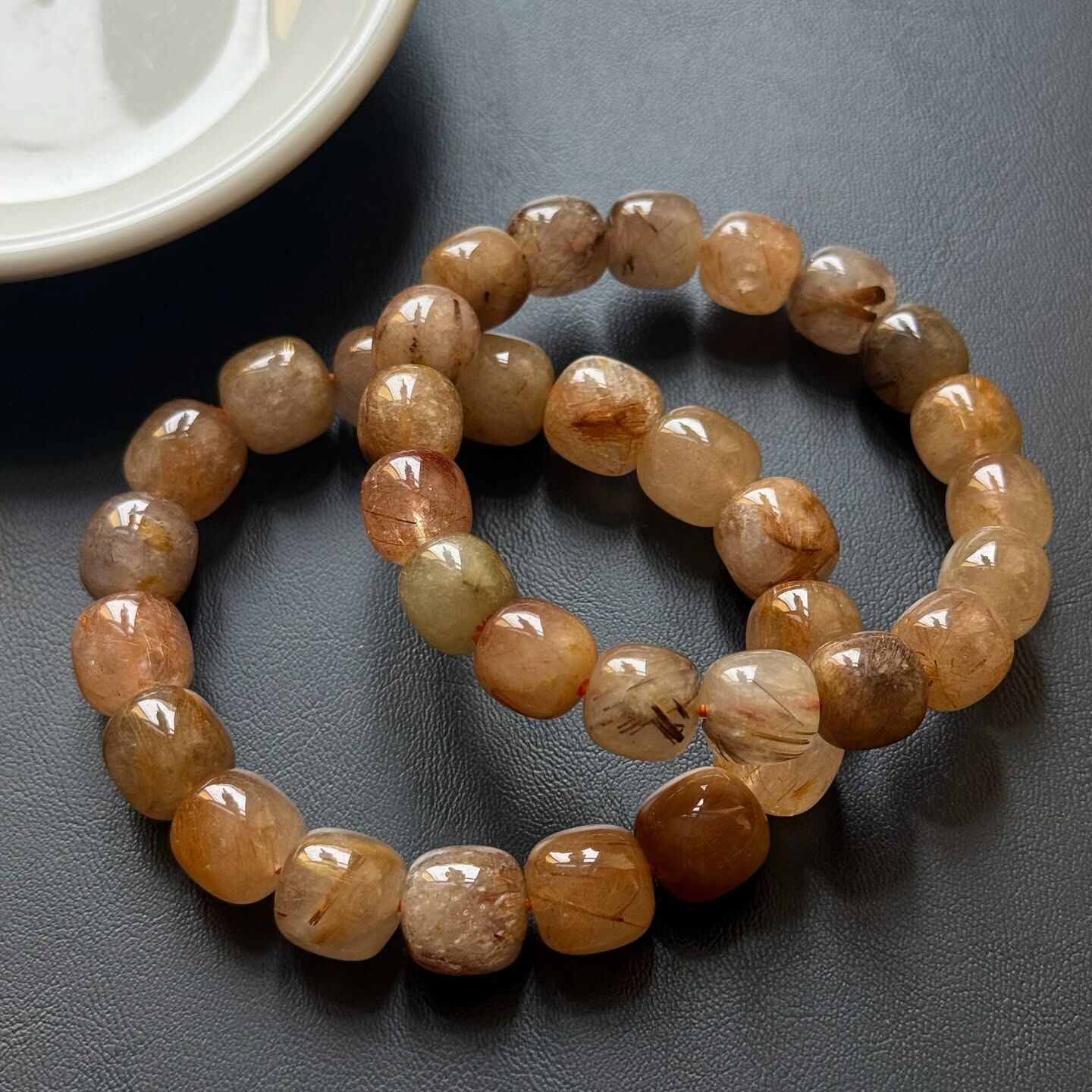 [原石] 鈦髮晶 金髮晶 男款 水晶手串