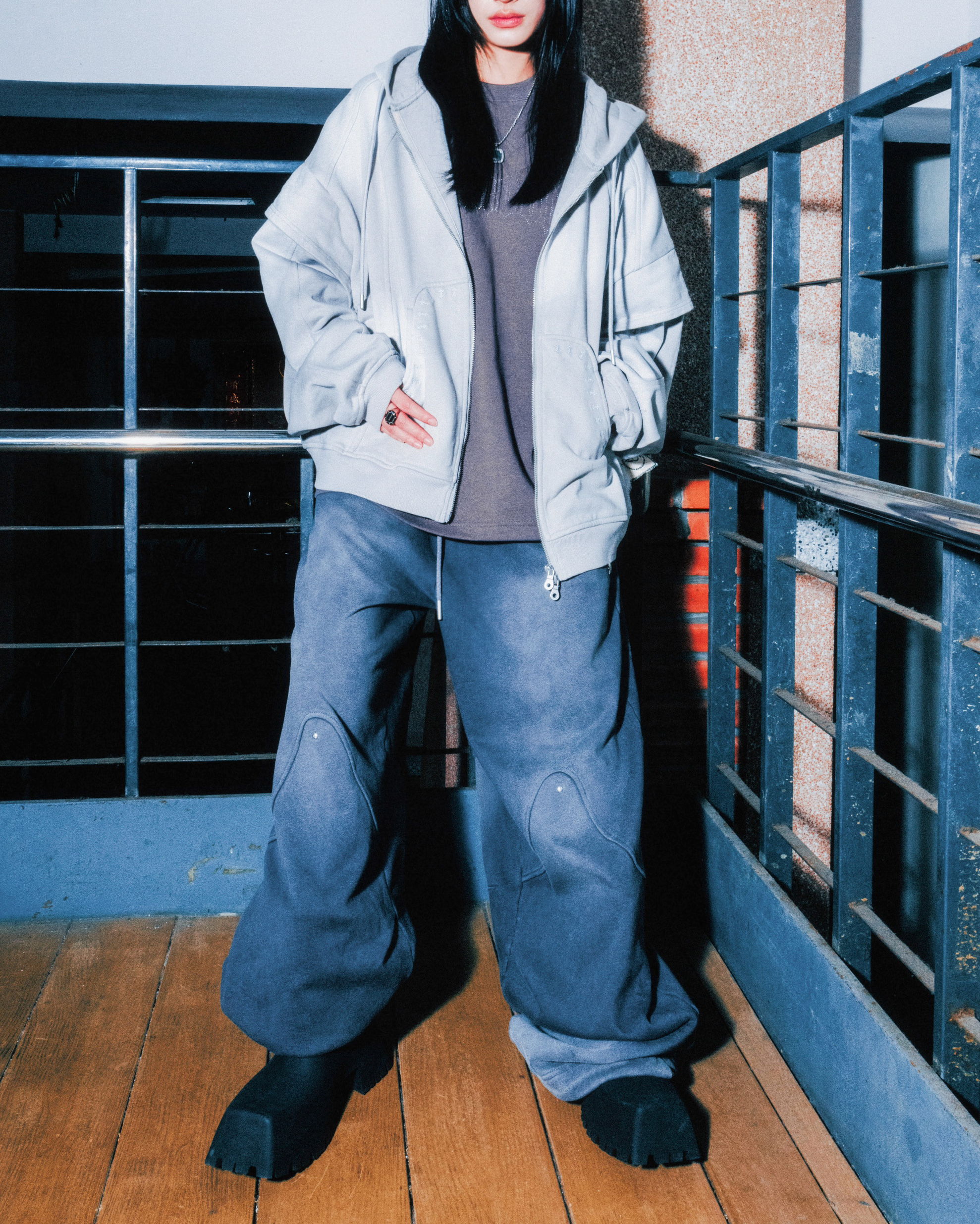 WASHED BAGGY SWEATPANTS - GREY