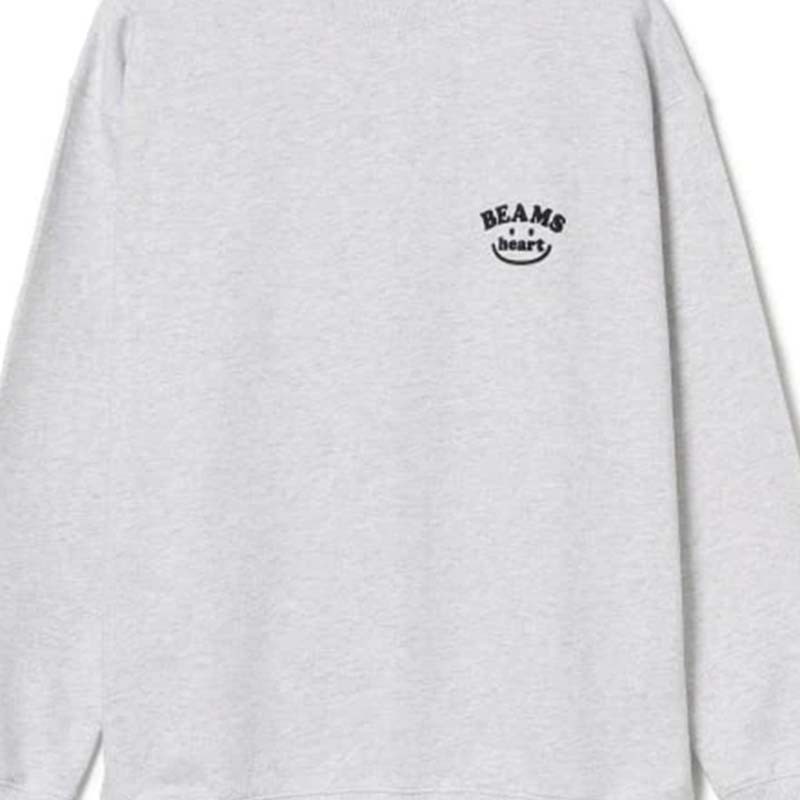 BEAMS HEART 微笑大學T 長袖 淺灰 BEAMS-05 [台灣現貨]
