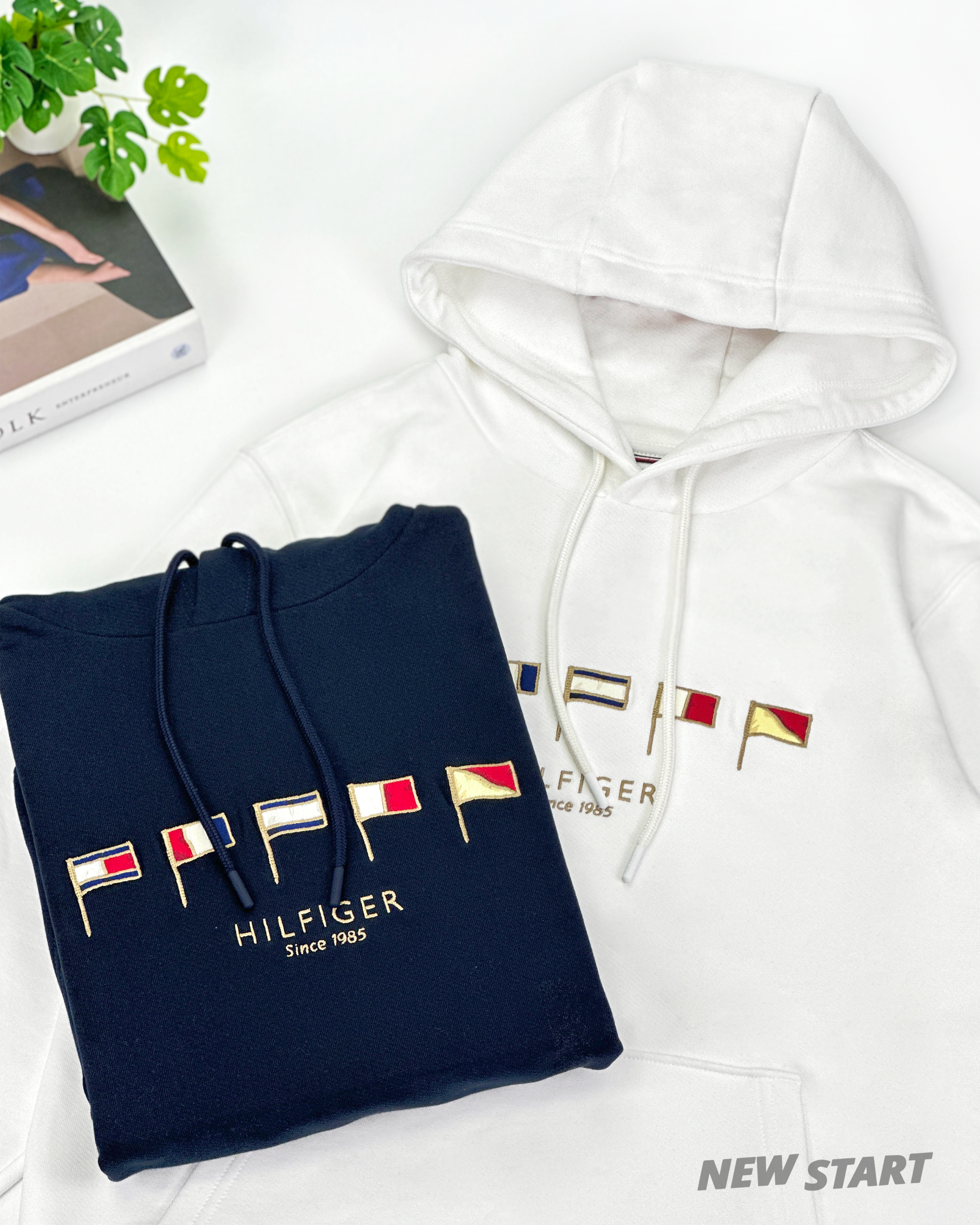 Tommy Hilfiger 電繡金字旗幟 無刷毛 帽T 長袖上衣