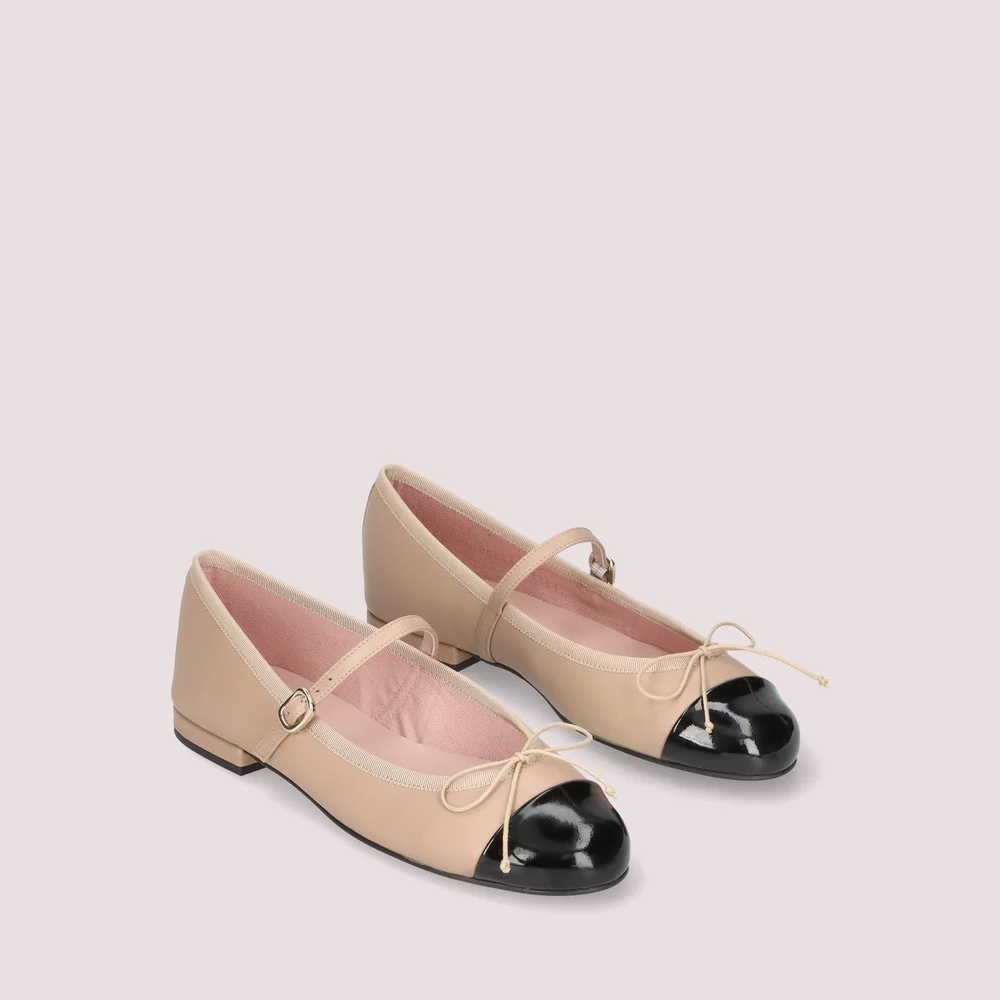 1PB0109-038 [PRETTY BALLERINAS] Irma Beige Leather Ballet Flats #52688_001 (BR)