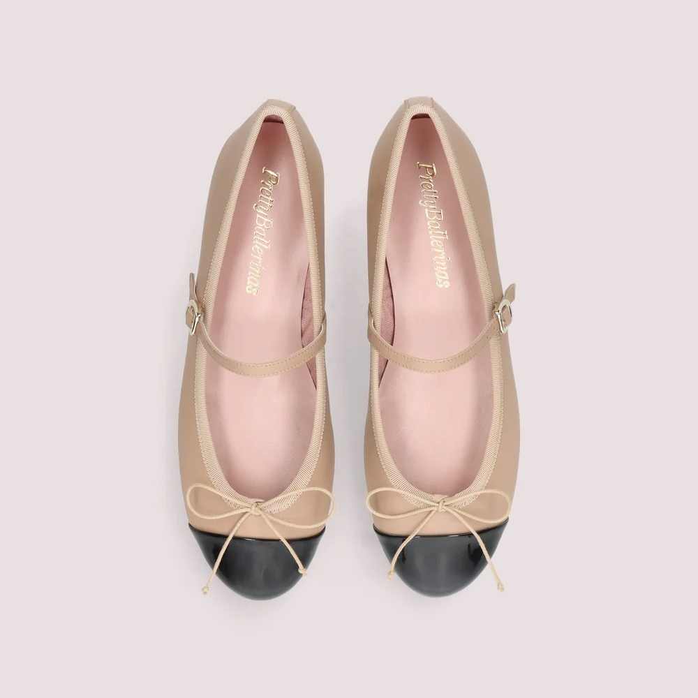 1PB0109-038 [PRETTY BALLERINAS] Irma Beige Leather Ballet Flats #52688_001 (BR)
