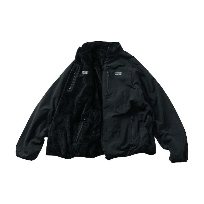 FREAK'S STORE 寬鬆版型尼龍抓絨雙面拉鍊夾克[限定商品] 黑色 FREAKS-114 [台灣現貨]