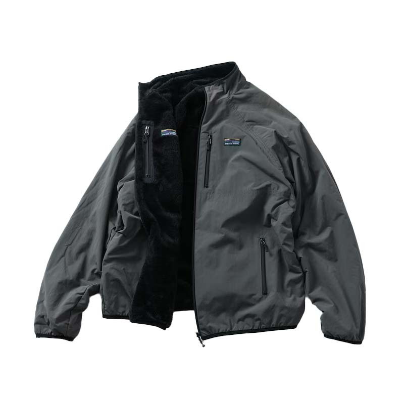 FREAK'S STORE 寬鬆版型尼龍抓絨雙面拉鍊夾克[限定商品] 炭灰色 FREAKS-112 [台灣現貨]