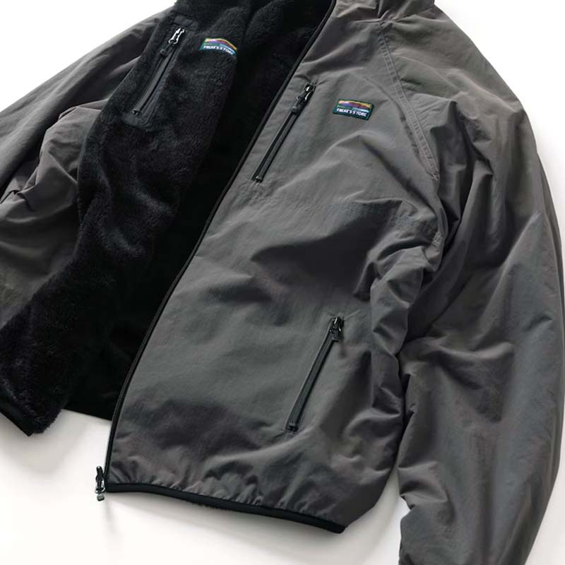 FREAK'S STORE 寬鬆版型尼龍抓絨雙面拉鍊夾克[限定商品] 炭灰色 FREAKS-112 [台灣現貨]