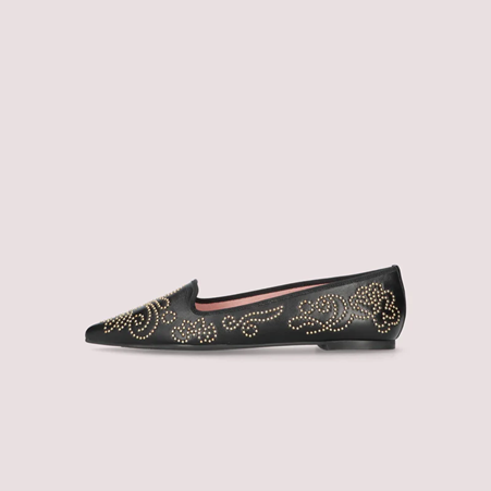 1PB0109-103 [PRETTY BALLERINAS] Ella Black Leather Loafers #52584_001 (BR)
