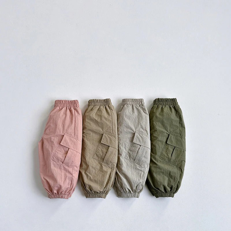 百搭純色束腳工裝褲