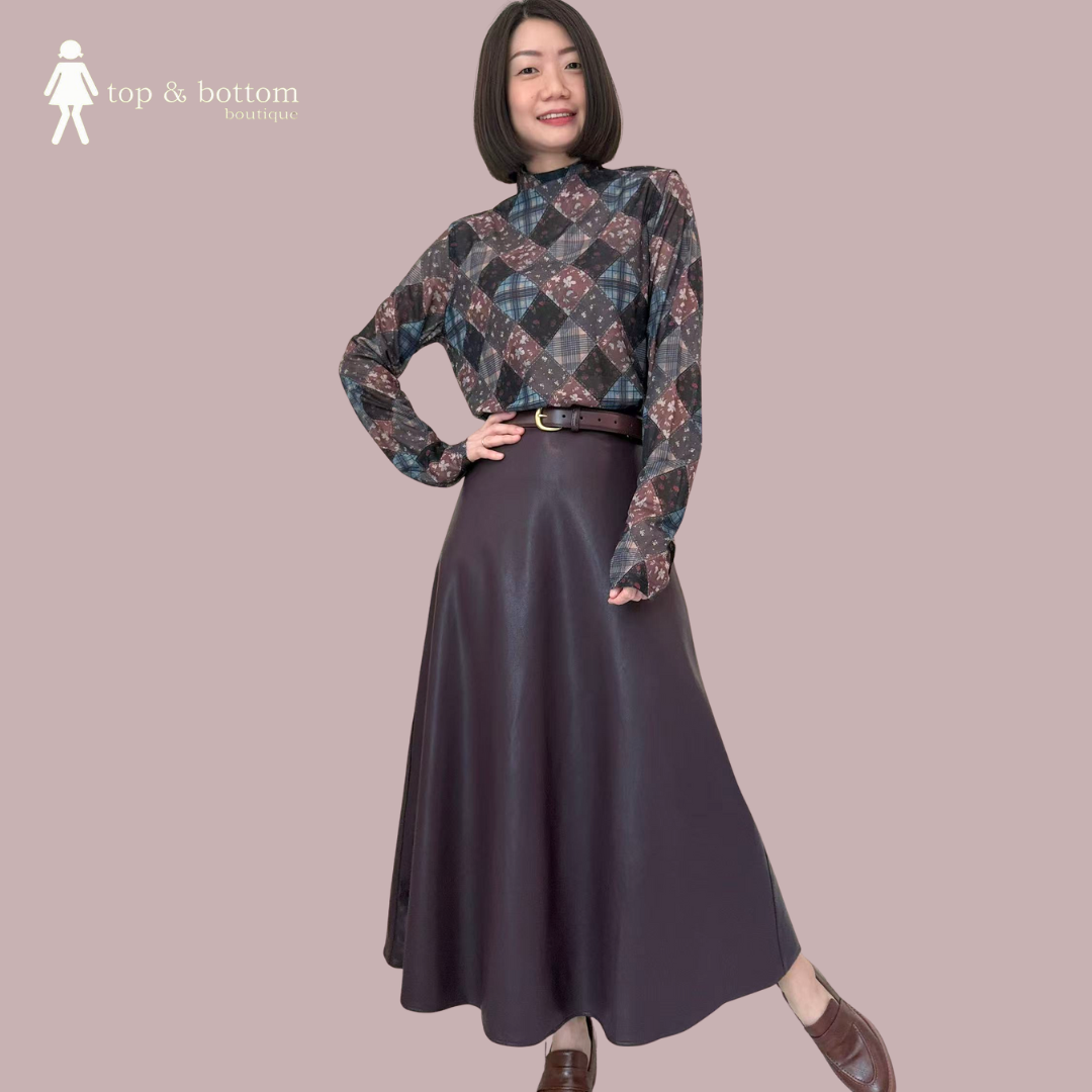 LONG SLEEVE HIGH NECK PRINTED MESH BLOUSE