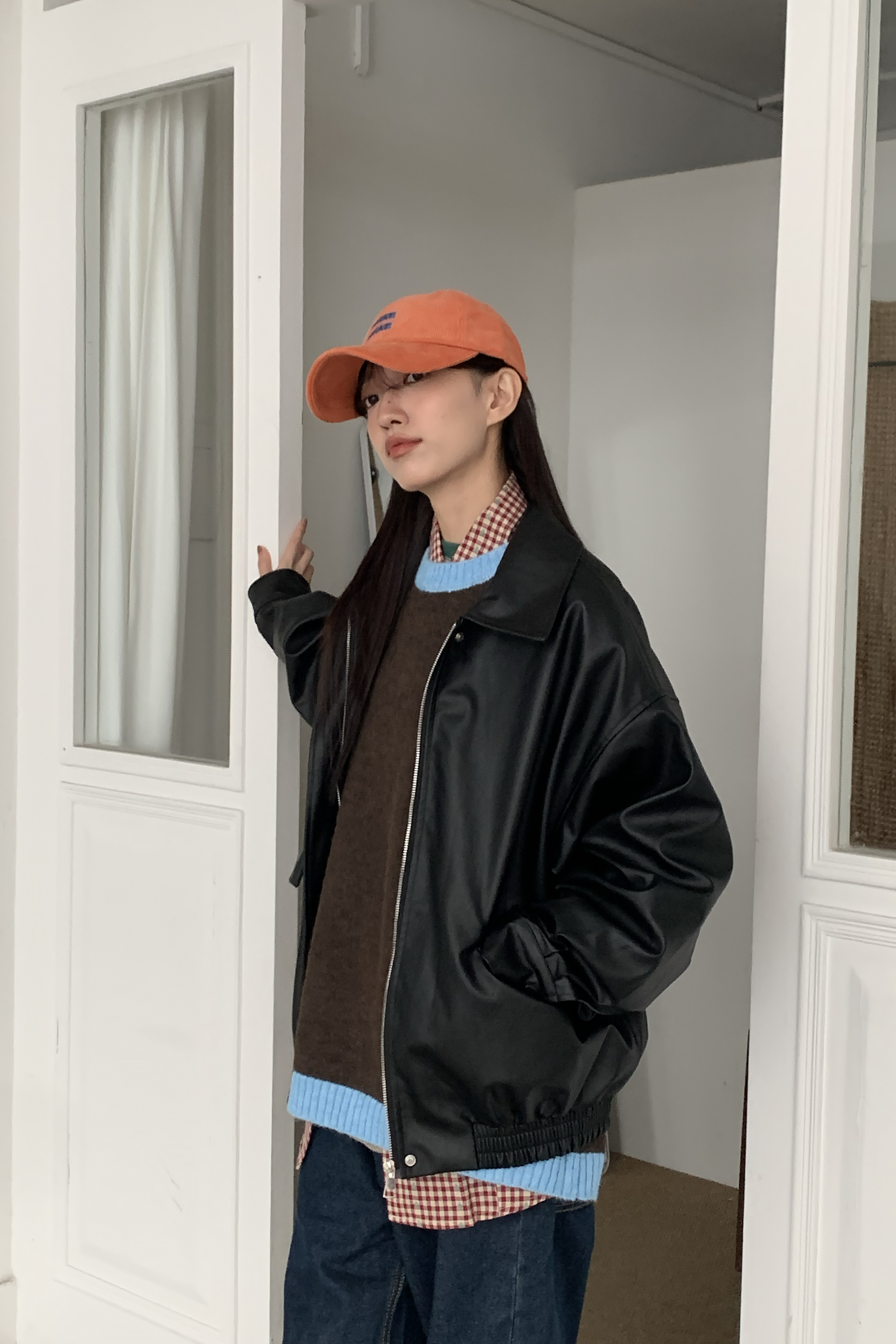 質感霧滑面雙扣皮外套 3色