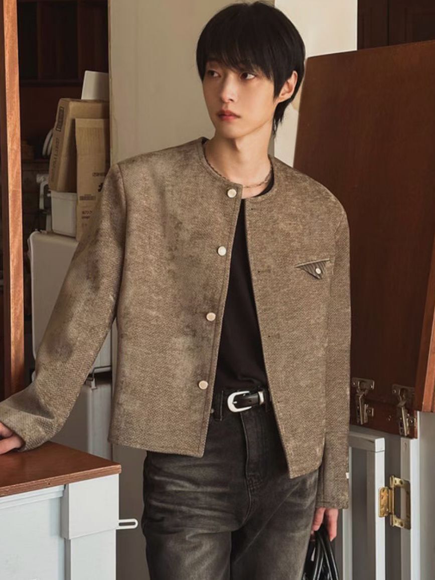 淨色圓領開胸外套 D.B.Y.M-066JK