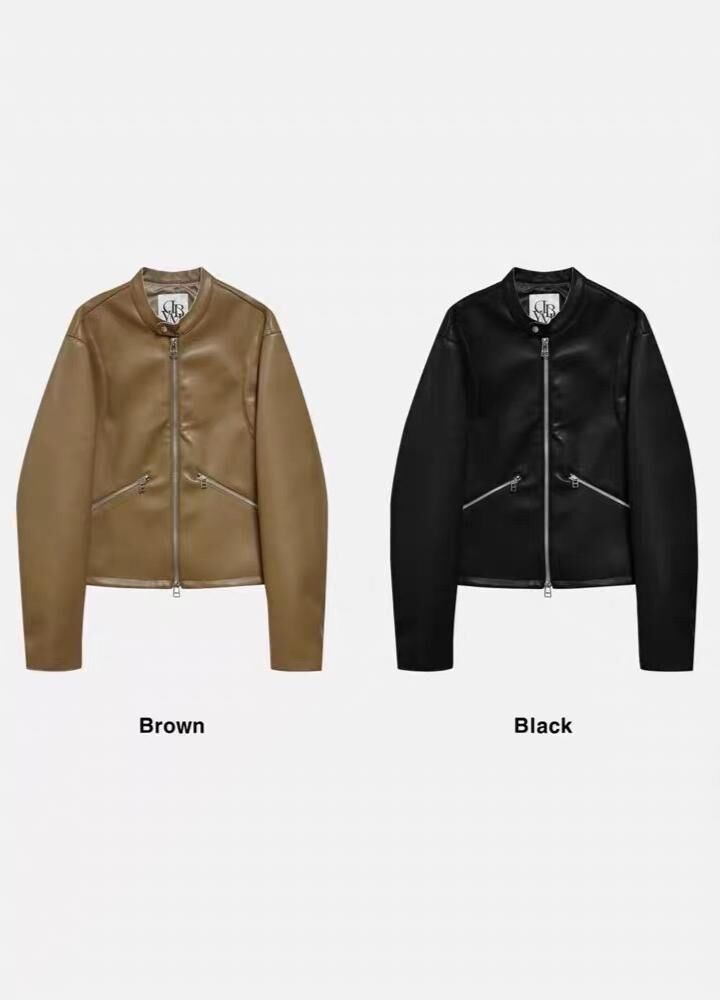 圓領拉鍊合成皮褸 D.B.Y.M-069JK