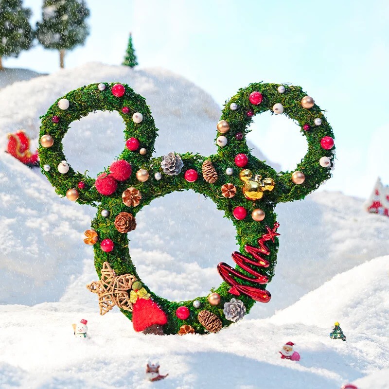 聖誕限定 米奇 Mickey 苔癬 聖誕 花環 花圈 裝飾 擺飾品 -上海迪士尼商店