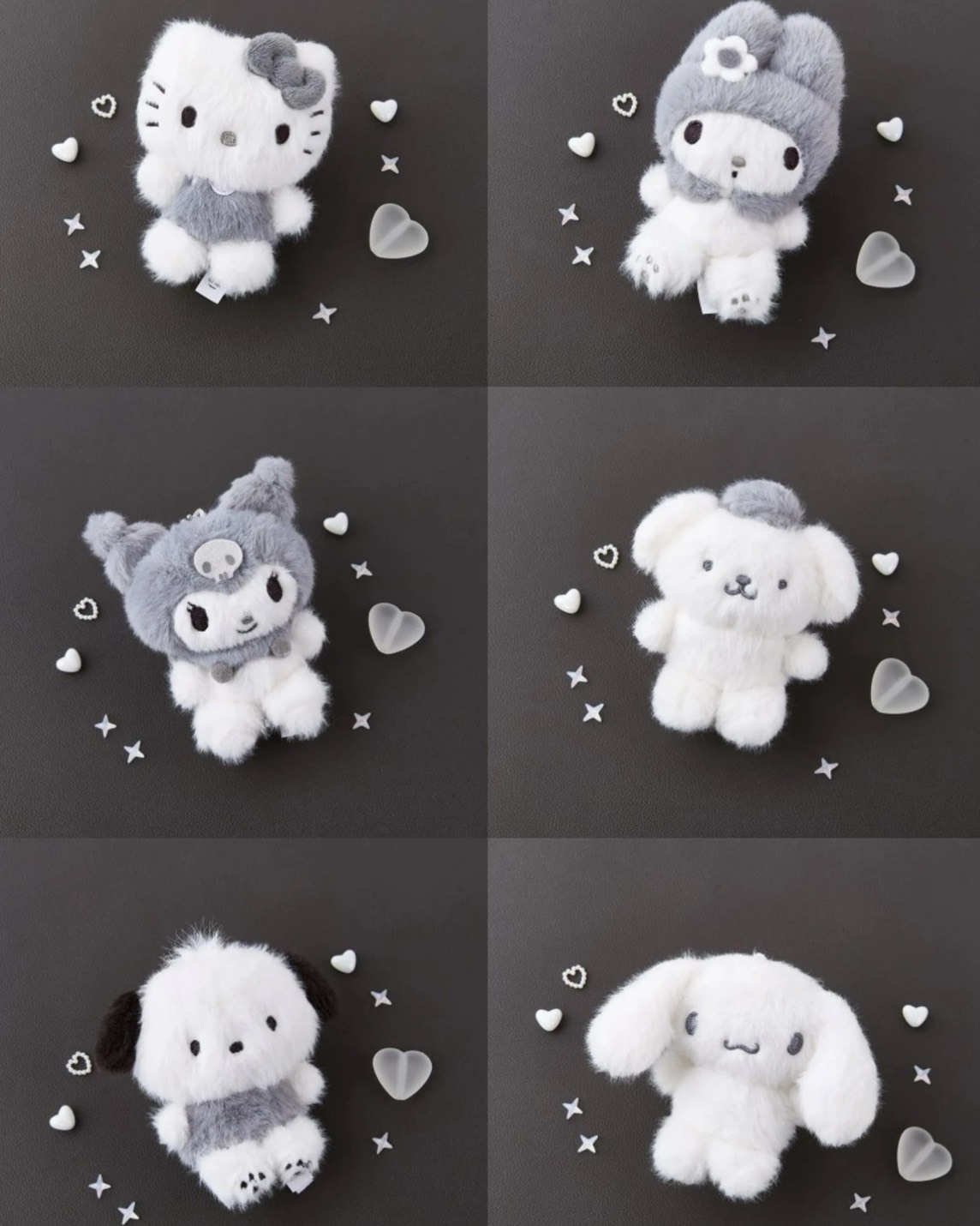 <韓國限定><正版授權>三麗鷗 SANRIO 灰色系列 純色 毛絨 吊飾 玩偶 共8款