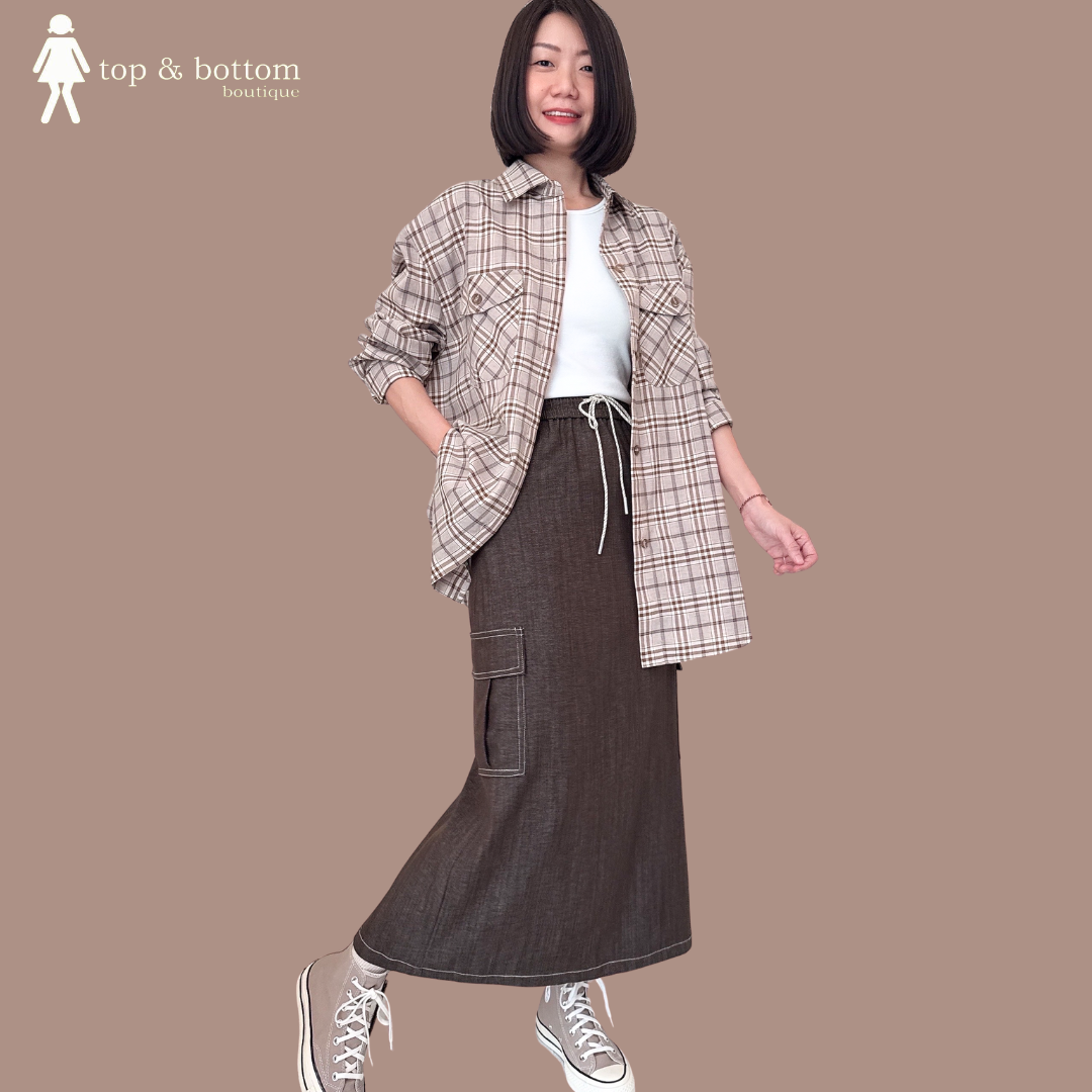 LONG SLEEVE CHECKED LONG SHIRT