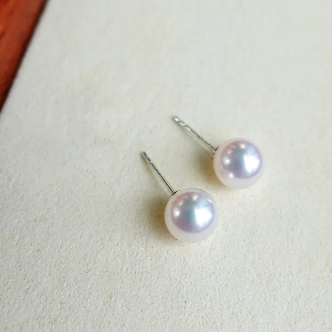 頂級鏡面系列-18K金日本Akoya珍珠耳釘