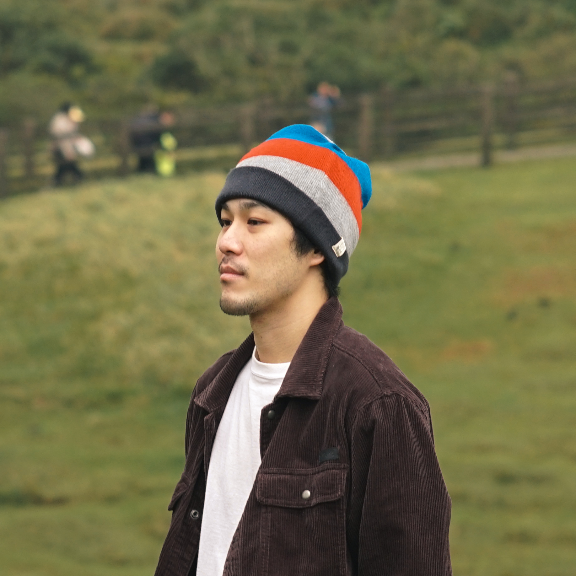 羊駝針織帽｜灰橘藍條紋｜厄瓜多