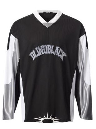 BLACK8MOBxBLINDNOPLAN 圖像印花 運動拼色網眼 長袖T