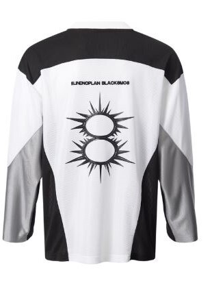 BLACK8MOBxBLINDNOPLAN 圖像印花 運動拼色網眼 長袖T
