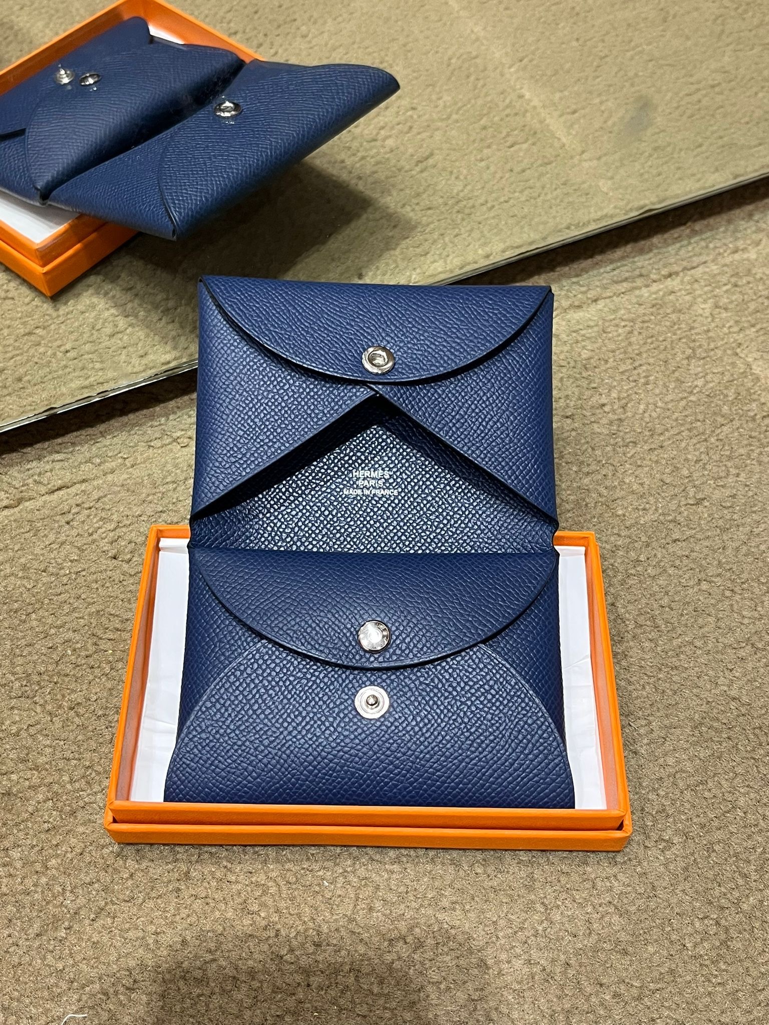 Calvi duo card holder 7U bleu navy epsom