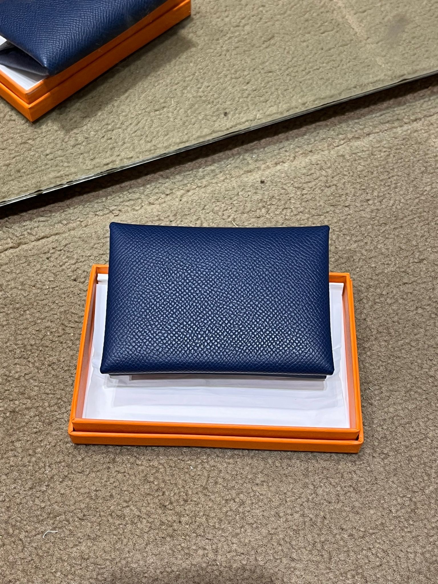 Calvi duo card holder 7U bleu navy epsom