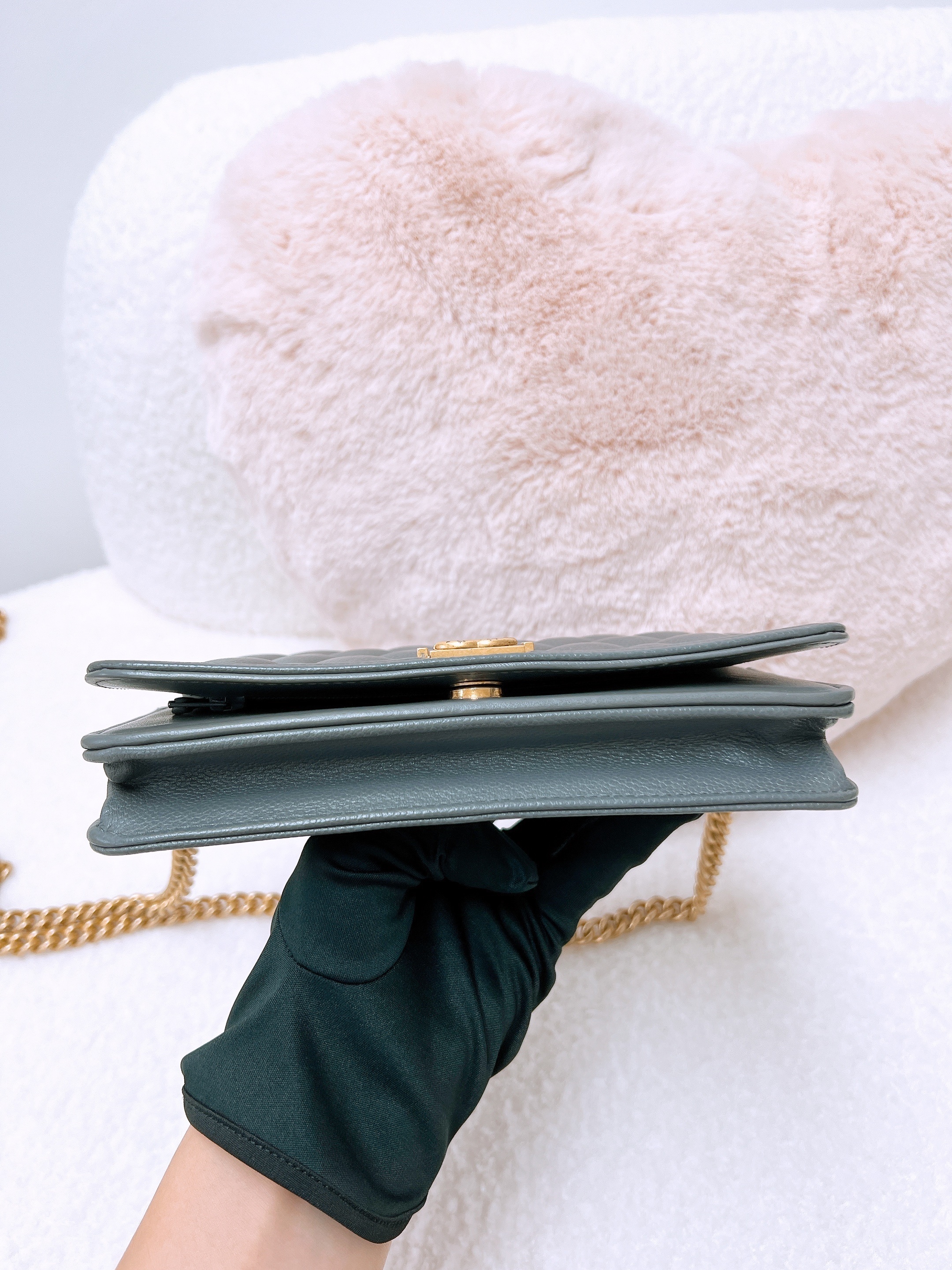 Chanel boy woc/ wallet on chain (grey caviar GHW)