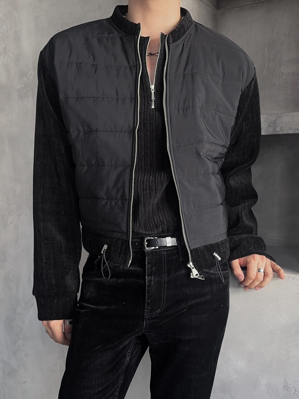 絲絨短款鋪棉夾克