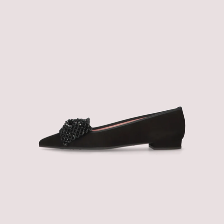 1PB1113-062 PRETTY BALLERINAS Clementine Black Suede Loafers #52624_001 (S-K11-E)