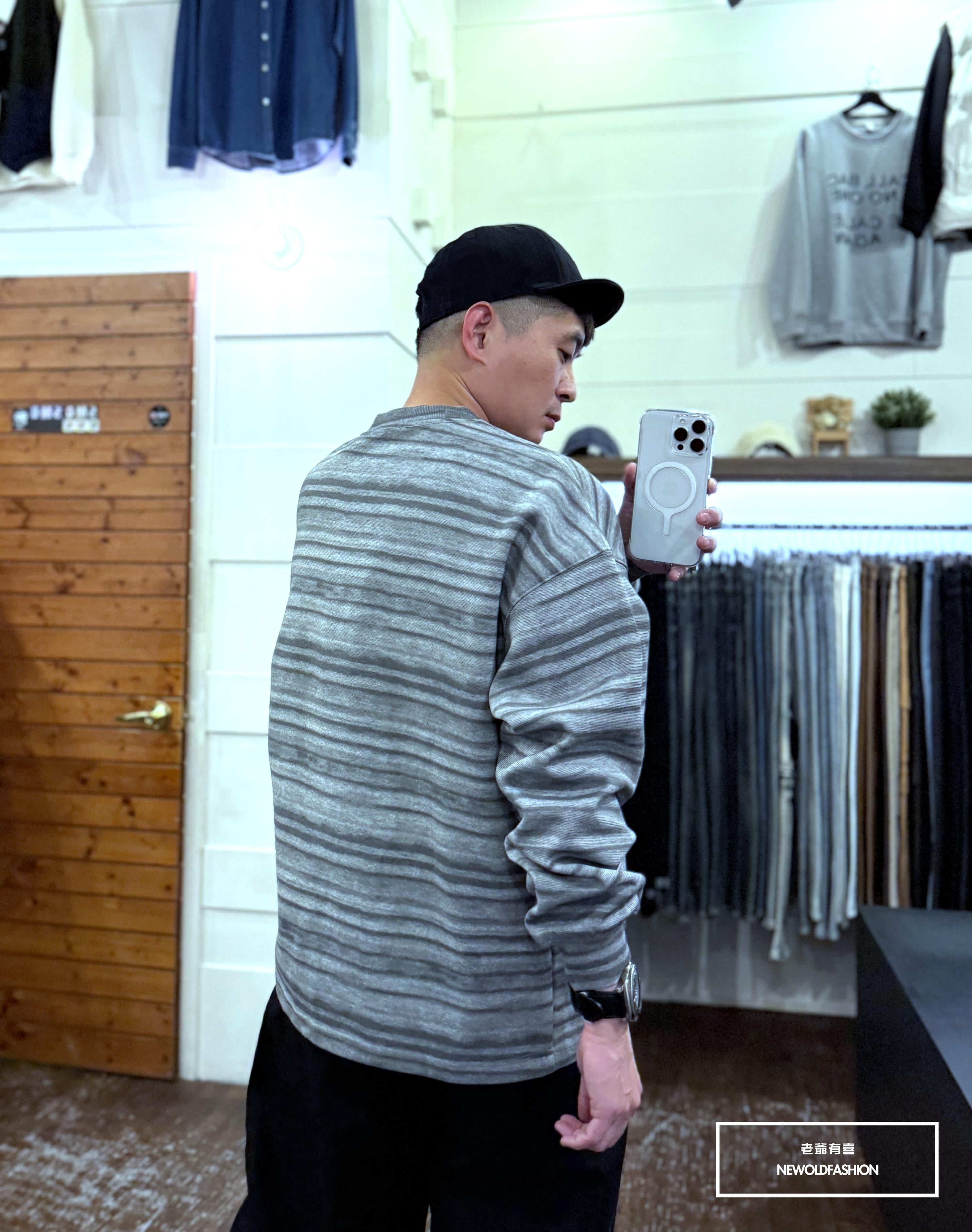 『新品上市』重磅雙色暈染條紋大學T(NOF2510D909)-灰